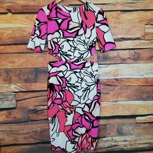 Pink Floral Street Side Cutout Dress